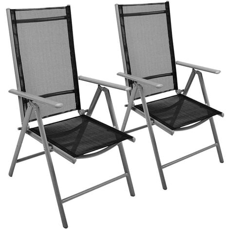 Set 2 Sedie Campeggio Sedia Pieghevole Giardino Reclinabile 5 Posizioni Grigio