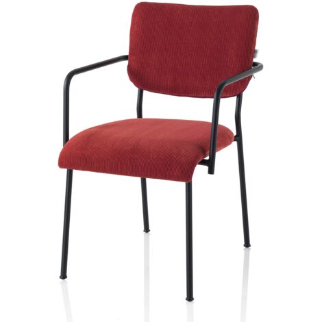 "Set 2 sedie con braccioli MEG rosso corallo in metallo e velluto"