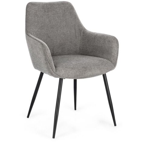 Set 2 Sedie con Braccioli Tessuto Beige Moderno da Interni - KYLE - Colore: Nero