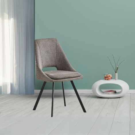Set 2 sedie con cuscino imbottito tessuto grigio Blauss