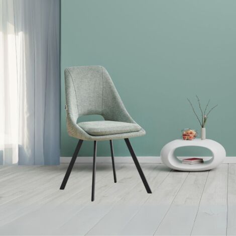 Set 2 sedie con cuscino imbottito tessuto verde Blauss