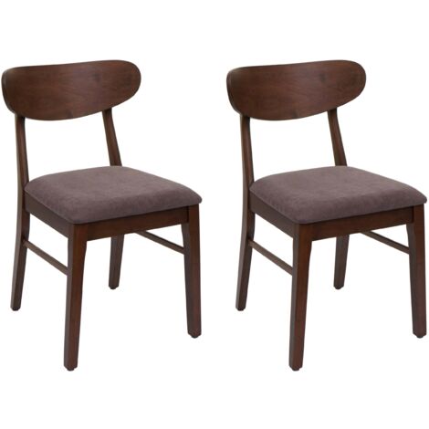 Set 2 sedie cucina sala da pranzo con schienale in tessuto color tortora, struttura in legno 040007383