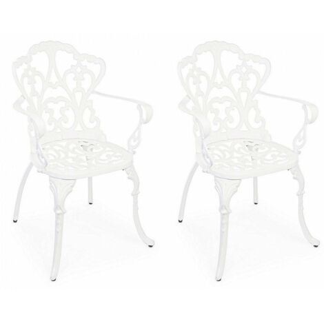 Set 2 Sedie da Giardino 57,5x58x87,5h cm con Braccioli Victoria Bianco