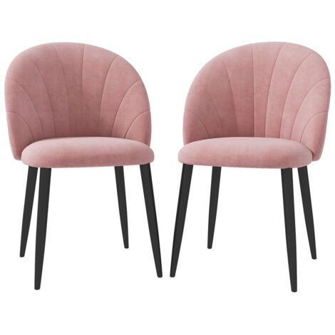 SET 2 SEDIE DA PRANZO IMBOTTITE STILE NORDICO IN METALLO E VELLUTO. 52X54X79CM. ROSA