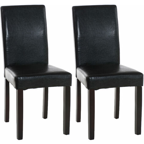 Set 2 sedie da pranzo Ina in similpelle nero marrone scuro