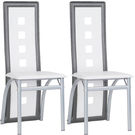 Set 2 Sedie Da Pranzo Moderne,Bianco e grigio