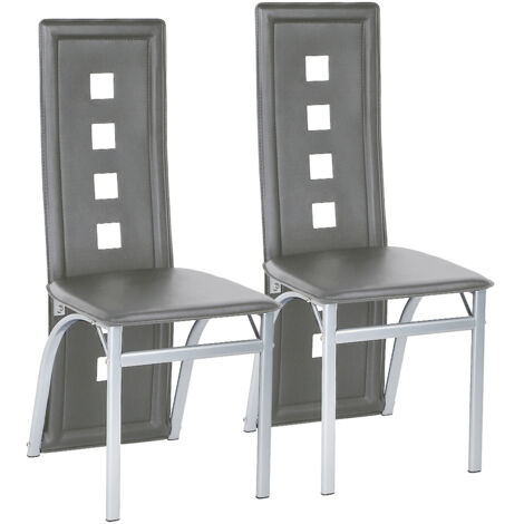 Set 2 Sedie Da Pranzo Moderne,Grigio e nero