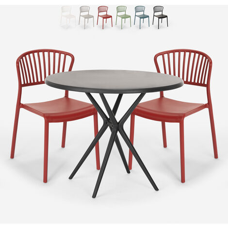 Tavolo in polipropilene rotondo 80cm giardino cucina bar ristorante Gang 80  Colore: Nero