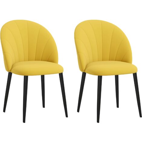 Set 2 Sedie Design Nordico 52x54x79 cm Tessuto Effetto Velluto Giallo