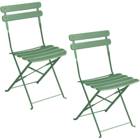 Set 2 Sedie Esterni in Ferro Antiruggine Verde Struttura Pieghevole Salvaspazio