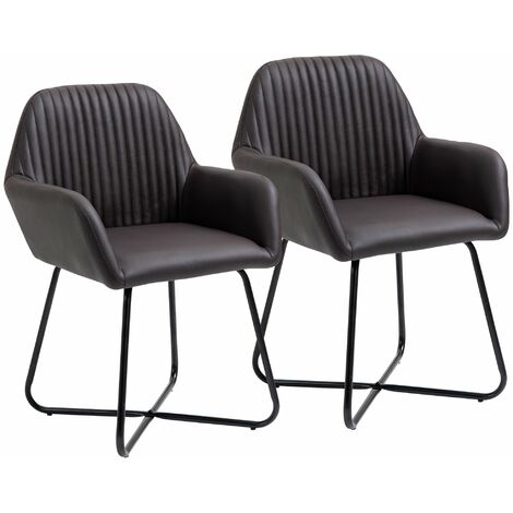Set 2 Sedie Imbottite 60x56,5x85 cm in Similpelle Marrone