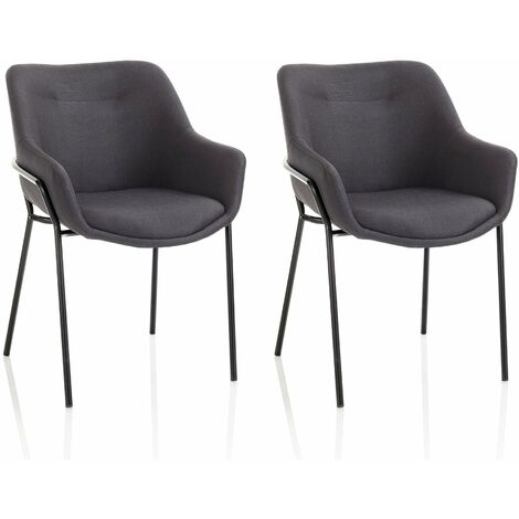 Set 2 Sedie Imbottite 80x54x84 cm in Tessuto Nero