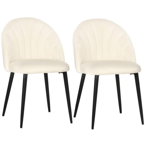 SET 2 SEDIE IMBOTTITE CON RIVESTIMENTO EFFETTO VELLUTO BEIGE
