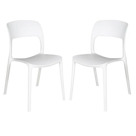 Set 2 Sedie Impilabili in polipropilene 83x56x46 cm Colore Bianco Design Moderno