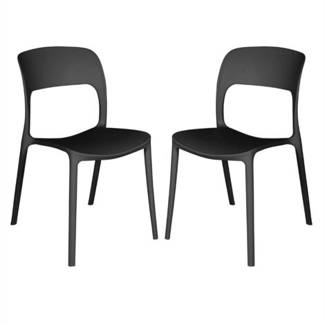 Set 2 Sedie Impilabili in polipropilene 83x56x46 cm Colore Nero Design Moderno
