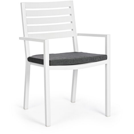 Set 2 Sedie in alluminio e cuscino sfoderabile in spun poly Bianco
