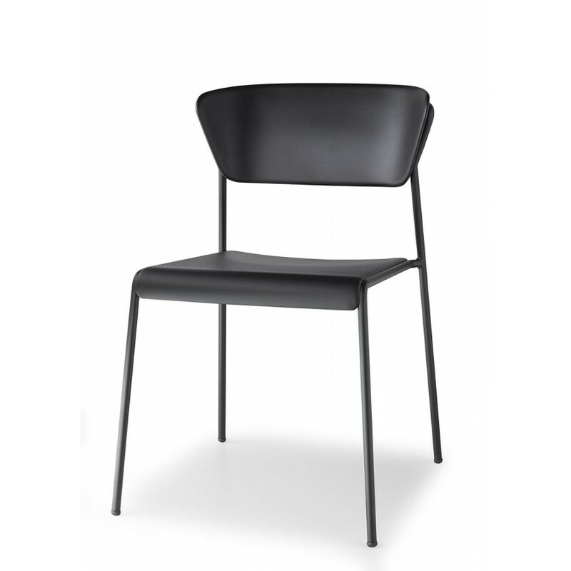 Image of Set 2 sedie lisa tecnopolimero 4 gambe - scab Colore: Nero pieno - Nero pieno