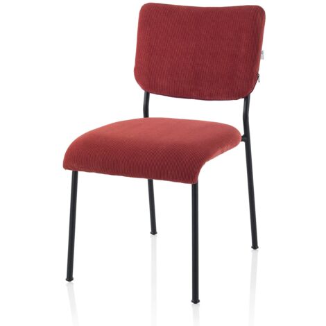 "Set 2 sedie MEG rosso corallo in metallo e velluto"