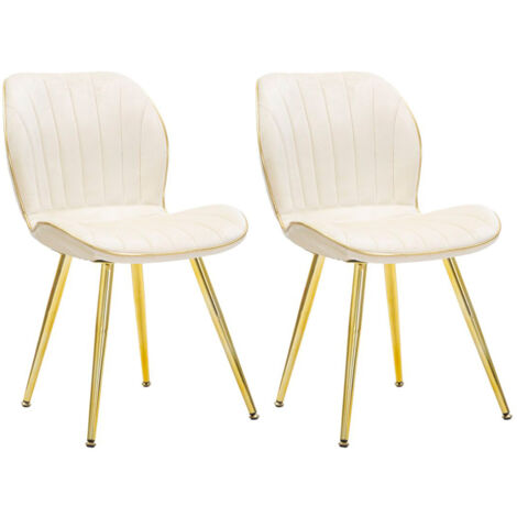Set 2 Sedie Paris Space Crema e Oro 46x58x77 cm in Legno e Ferro