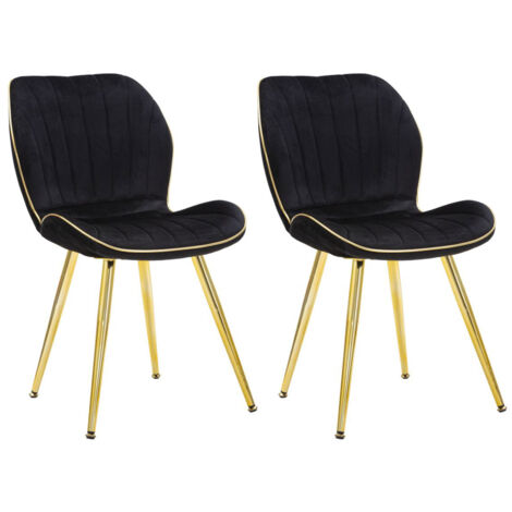 Set 2 Sedie Paris Space Nera e Oro 46x58x77 cm in Legno e Ferro