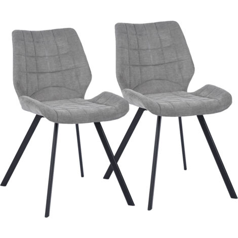 Set 2 Sedie per Sala da Pranzo Tessuto Seduta Ergonomica Colore Grigio
