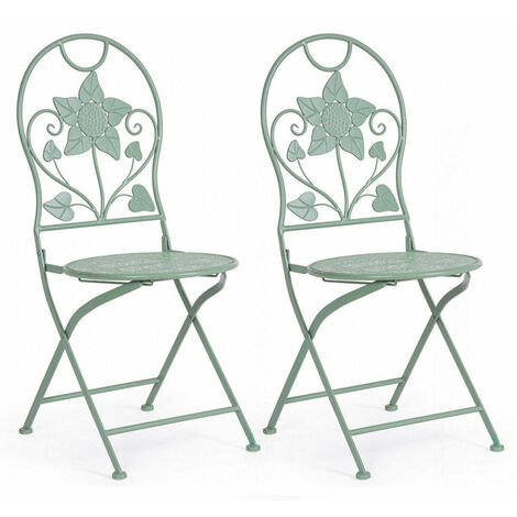 Set 2 Sedie Pieghevole 40x40x94 cm Harriet in Acciaio Salvia