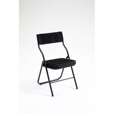 Set 2 sedie pieghevoli 46x47x80cm in acciaio nero facile da riporre moderno per soggiorno camera da letto