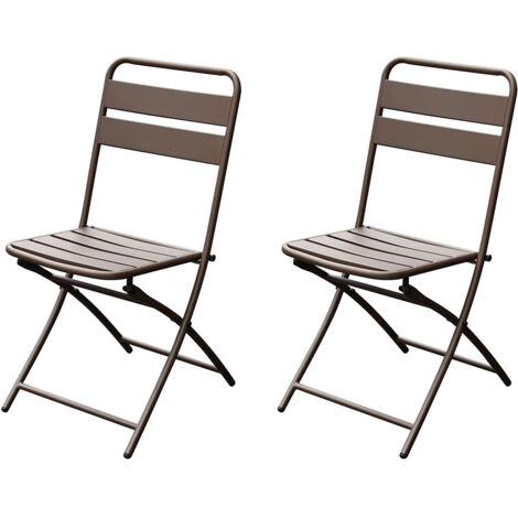 Set 2 Sedie Pieghevoli da Giardino 44x54x85 cm in Ferro Bronzo