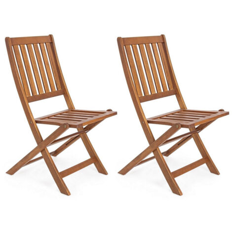 Set 2 Sedie Pieghevoli da Giardino 47,5x60x92 cm in Legno Mali Natural