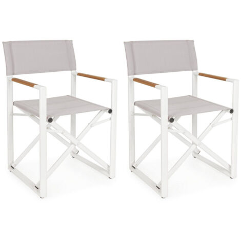 Set 2 Sedie Pieghevoli da Regista 51x54x86 cm in Alluminio Lagun Bianca