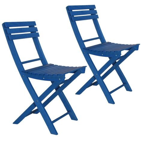 Set 2 Sedie Pieghevoli in Legno Basic Azzurro