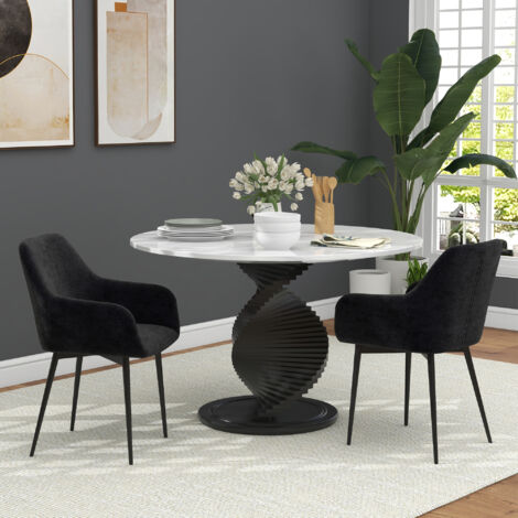 Set 2 Sedie Sala da Pranzo Imbottite in Stile Nordico, Sedie Cucina in Tessuto, Poltrona Imbottita con Braccioli e Gambe in Acciaio per Soggiorno, 54x57x80 cm, Nero