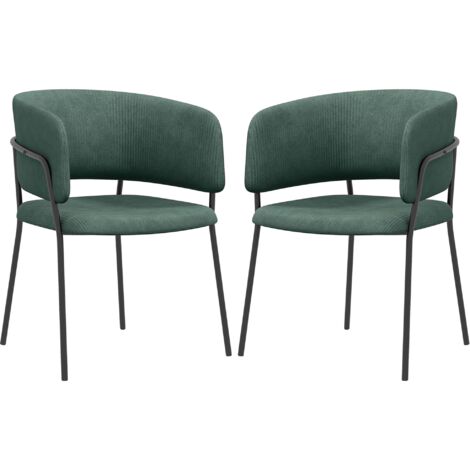 Set 2 Sedie Stile Moderno 57x53x73 cm in Velluto e Acciaio Verde