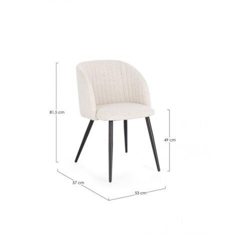 Set 2 Sedie Tessuto Bouclé Bianco Moderno da Interno - FELI - Colore: Bianco