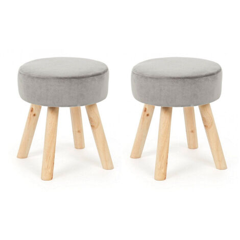 Set 2 Sgabelli  34x34x38 cm in Velluto Adeline Grigio