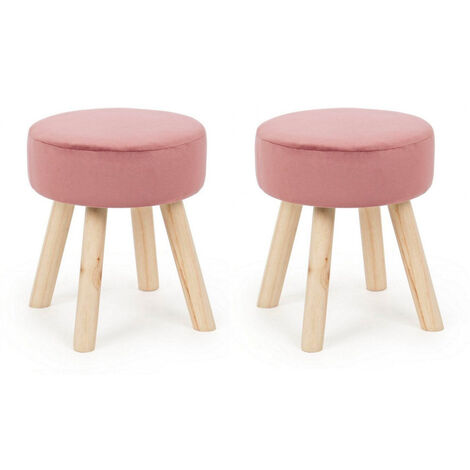 Set 2 Sgabelli  34x34x38 cm in Velluto Adeline Rosa