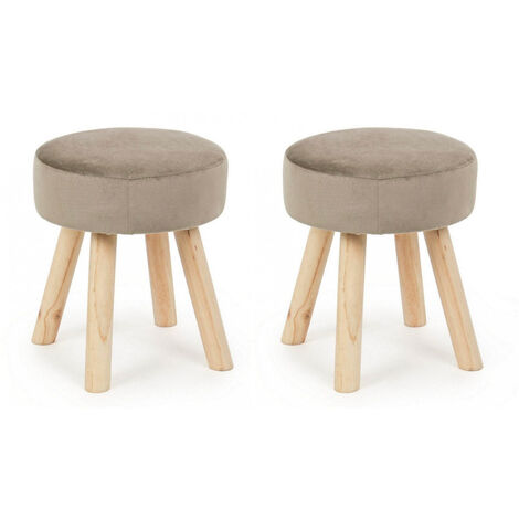 Set 2 Sgabelli  34x34x38 cm in Velluto Adeline Tortora