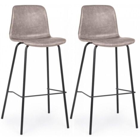 Set 2 Sgabelli 39x44x103,5 cm in Similpelle Beige