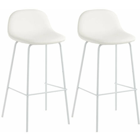 Set 2 Sgabelli 42x43x91,5 cm in Similpelle Bianco