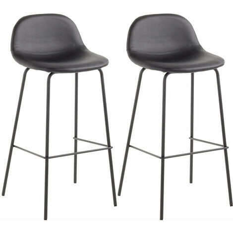 Set 2 Sgabelli 42x43x91,5 cm in Similpelle Nero