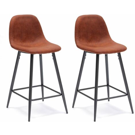 Set 2 Sgabelli 42x52xH93 cm in Similpelle Brigitte Marrone