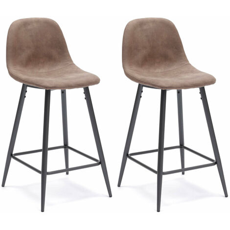 Set 2 Sgabelli 42x52xH93 cm in Similpelle Brigitte Tortora