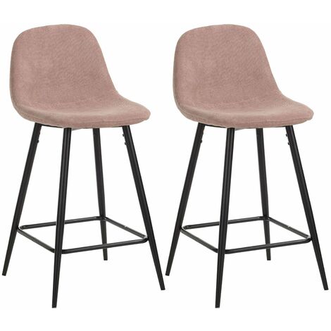 Set 2 Sgabelli 43x40x91,5 cm in Velluto Rosa