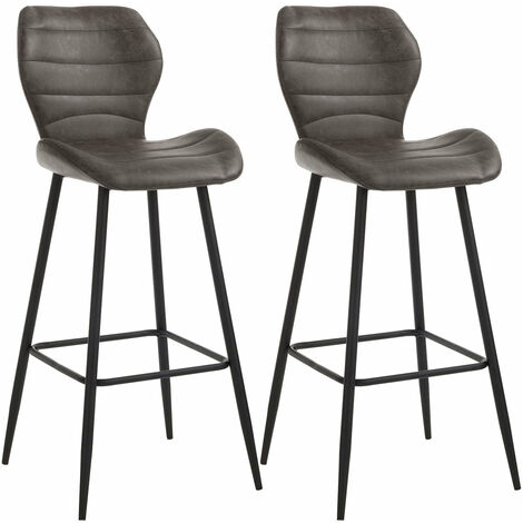 Set 2 Sgabelli 44,5x46x107,5 cm in Similpelle Marrone