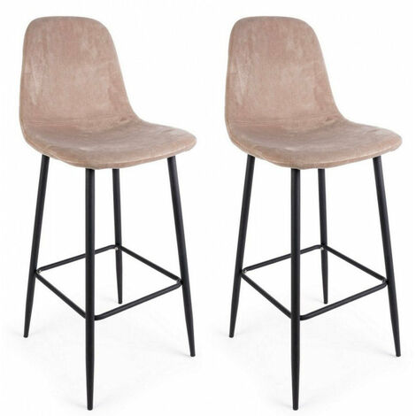 Set 2 Sgabelli 46x39x103 cm Irelia in Velluto Tortora