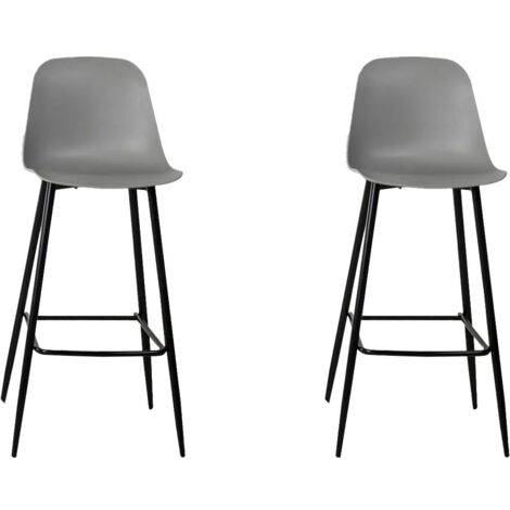 Set 2 Sgabelli 47x37xH103 cm in Polipropilene e Metallo Frida Grigio Chiaro