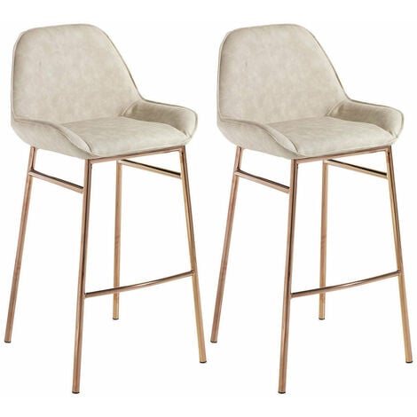 Set 2 Sgabelli 49,5x41x105 cm in Similpelle Beige