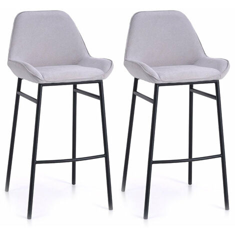 Set 2 Sgabelli 49,5x41x105 cm in Similpelle Grigio Chiaro