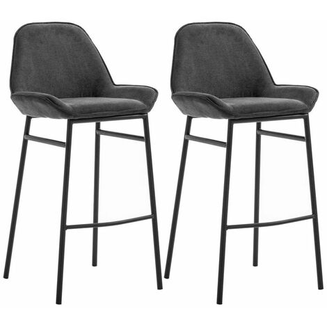 Set 2 Sgabelli 49,5x41x105 cm in Similpelle Grigio Scuro