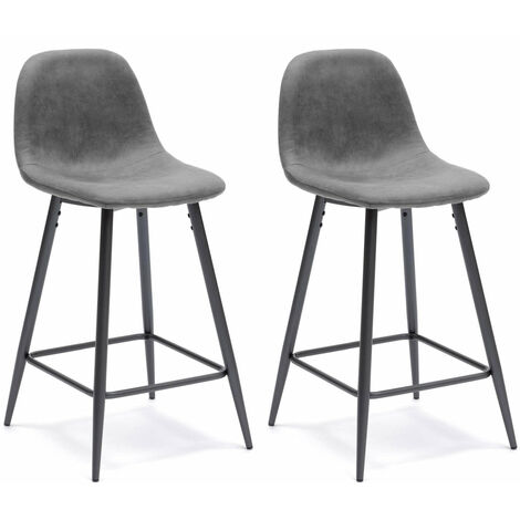 Set 2 Sgabelli 50x43xH91 cm in Similpelle Brigitte Grigio